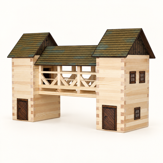 Walachia Bridge wooden construction kit, assembled model