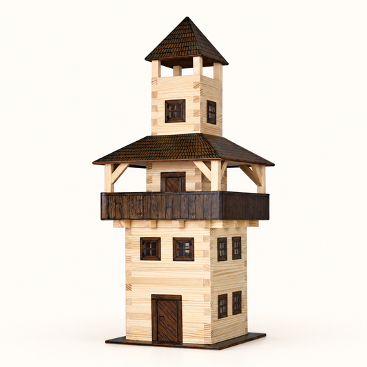 Walachia Tower wooden construction kit, assembled model