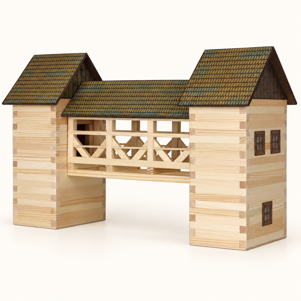 Walachia Bridge wooden construction kit, assembled model
